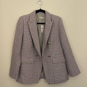 LOFT Purple and White Tweed Blazer